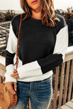 Two-Tone Chevron Pullover Sweater