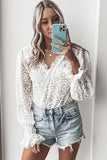 Lace V Neck Wrap Long Sleeve Bodysuit