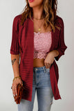 Ribbed Open Front Knit Cardigan