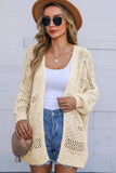 Pink Casual Hollowed Knit Dolman Sleeve Cardigan