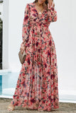 Multicolor Wild Lotus Ruffle Tiered Maxi Dress