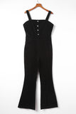 Sleeveless Buttoned Bodice Wide Leg Corduroy Jumpsuit