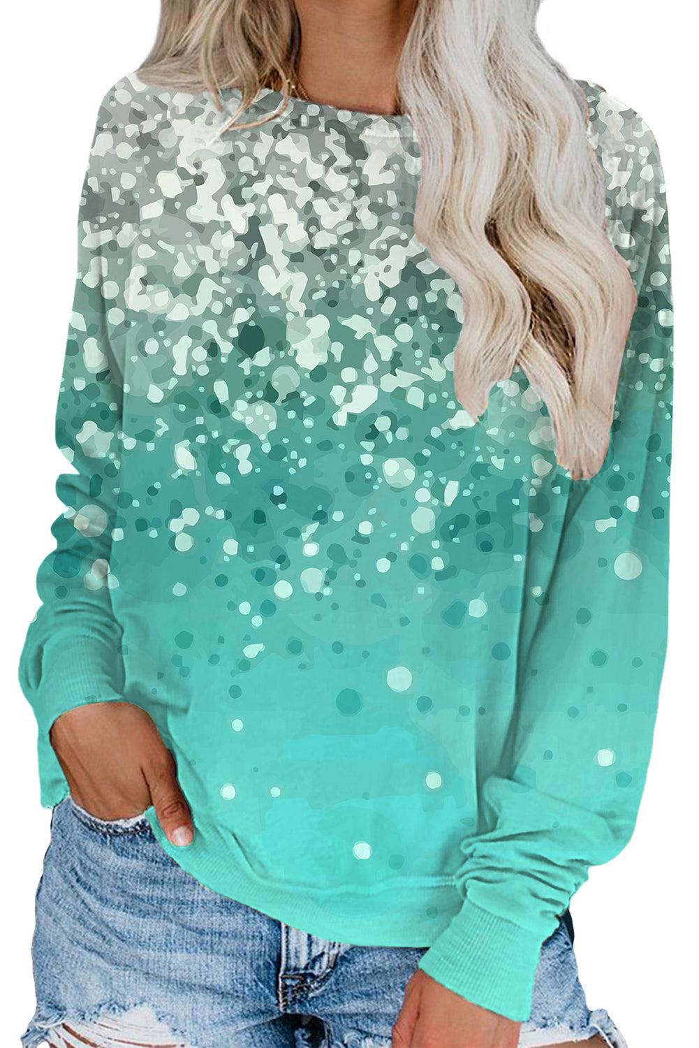 Bleached Splatter Gradient Long Sleeve Sweatshirt