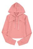 Cutout Cropped Sporty Drawstring Hoodie