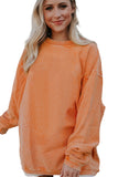 Orange Spooky Season Ghost Print Ribbed Pullover Sweatshirt