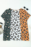 Plus Size Leopard Print Contrast T-Shirt