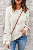 Beige Colorful Dots Cable Knit Crew Neck Sweater