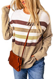 Crew Neck Striped Long Sleeve Sweater