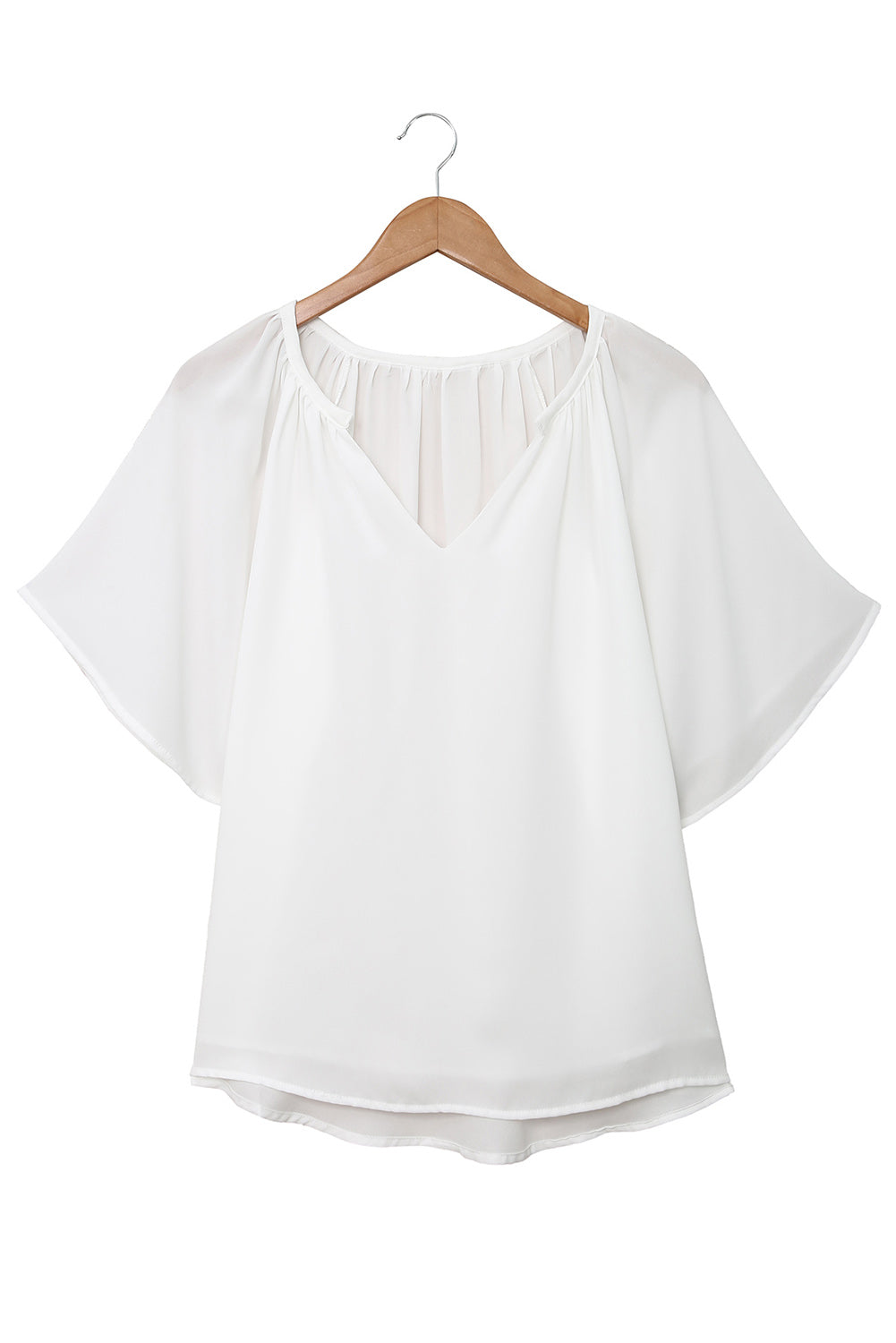 Split Neck Pleated Loose Top