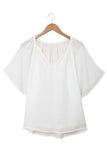 Split Neck Pleated Loose Top