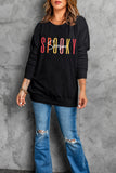 Sweat-shirt graphique noir Spooky Season Halloween Fashion Graphic