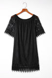 Round Neck Short Sleeve Loose Lace Dress