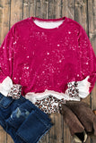 Red Leopard Bleached Pullover Sweatshirt