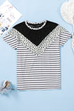 Chevron Colorblock Lace Leopard Striped Print Short Sleeve Top