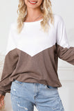 Colorblock Cutout Elastic Hem Pullover Sweatshirt