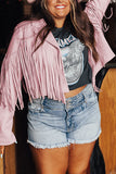 Pink Fringe Plus Size Cropped Jacket