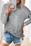 Heathered Drop Shoulder Long Sleeve Top