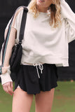 White Striped Color Block Exposed Seam Loose Active Sweatshirt