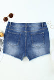 Quintuplicate Button Fly High Rise Plus Denim Shorts