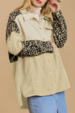 Leopard Patchwork High Low Shirt Jacket