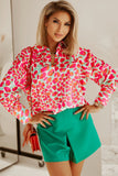 Fiery Red Abstract Print Long Sleeve Buttoned Shirt