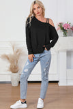 Asymmetric Strappy Cold Shoulder Long Sleeve Top