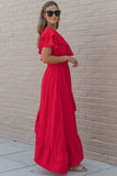 One Shoulder Ruffle High Low Maxi Dress