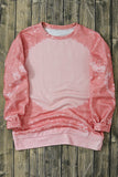 Sweat-shirt rose blanchi à col rond