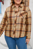 Plus Size Buttons Plaid Pattern Shirt