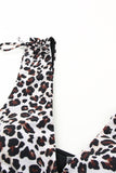 Plus Size Leopard Print Ruched Ruffle V Neck One-piece Swimsuit