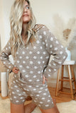 Khaki Polka Dot Knit Sweater Two Piece Set