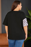 Plus Size Leopard Patchwork Short Sleeve Top