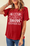 Gray Christmas Santa Hat Snowflake Slogan Graphic Tee