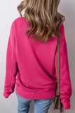 Black Drop Shoulder Crisscross Stitching Pocketed Loose Sweatshirt