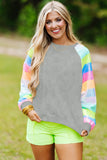 Sequin Color Block Raglan Sleeve Pullover Sweatshirt