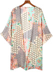 Kimono ouvert transparent et scintillant à fleurs multicolores 