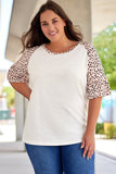 Splice Ruffle Half Sleeve Plus Size T Shirt