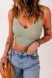 Ribbed Spaghetti Strap Cropped Knitted Tank Top