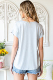 V Neckline Buttoned Detail T-shirt