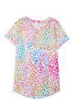 Colorful V Neck Short Sleeve Top