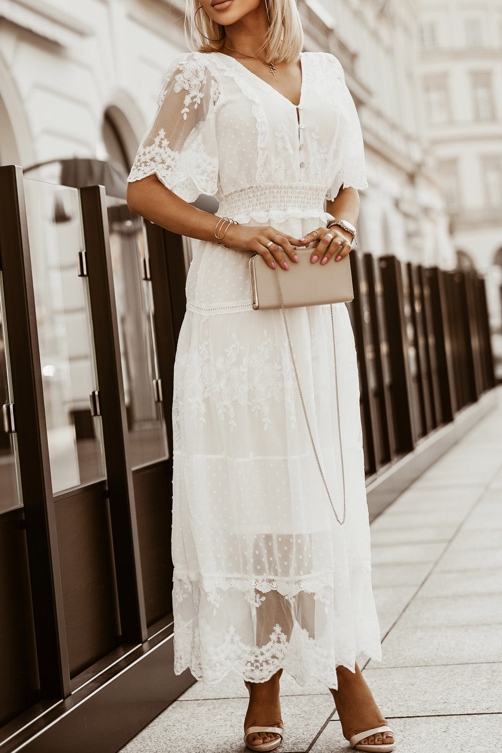 Luminous Dawn Lace Gown