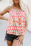 Bohemian Print Spaghetti Strap Flowy Tank Top