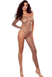 Print Cut Out Sleeve Body Stockings