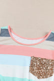 Sequin Pocket Patchwork Striped Tank Top