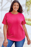 Rose T-shirt en tricot côtelé Grande taille