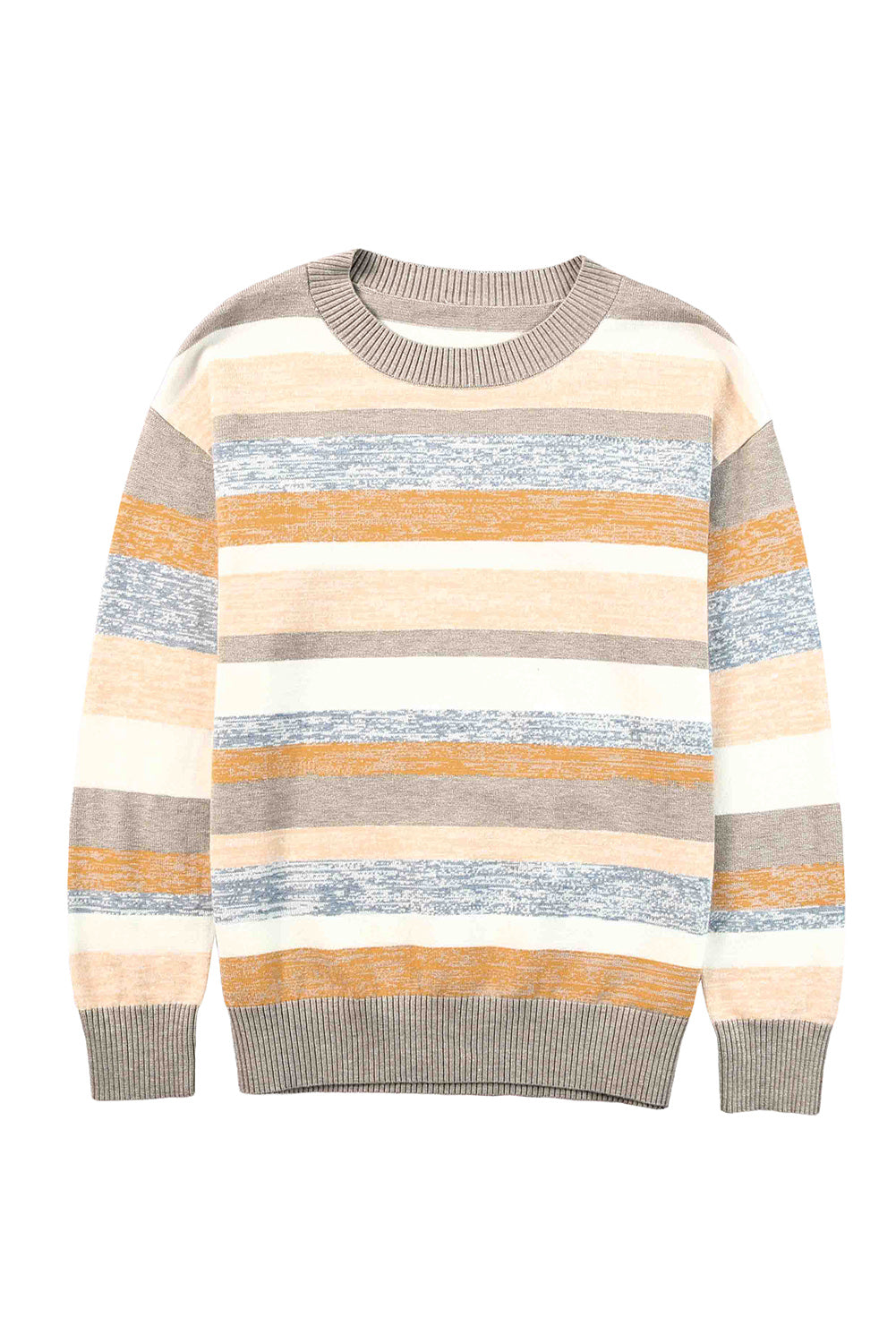 Striped Crew Neck Knitted Pullover Sweater