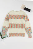 Multicolor Space Dye Henley Knit Sweater