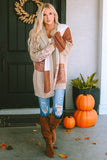 Checkered Pattern Open Front Drop Shoulder Slouchy Cardigan