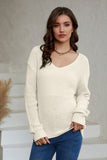 Ribbed Knit V Neck Sweater