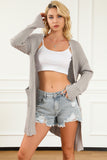 Loose Ribbed Knit Pocketed Open Cardigan